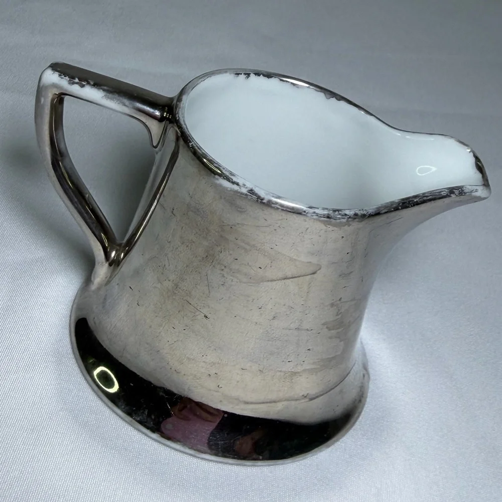 Antique Porcelain Silver Imperial PSL Austria Crown Miniature Creamer 1914 Era